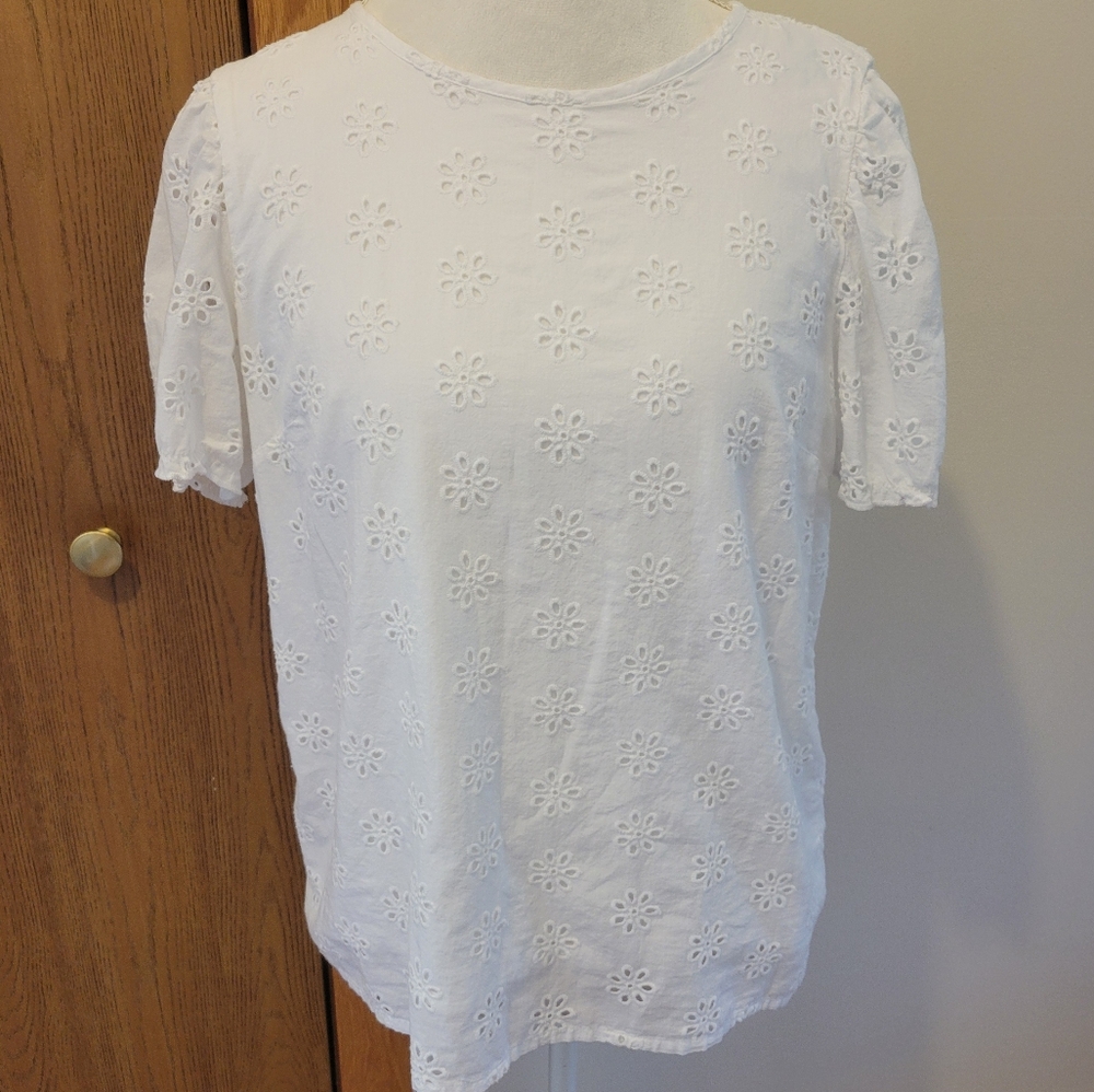 J. Crew Eyelet Short Sleeve Blouse